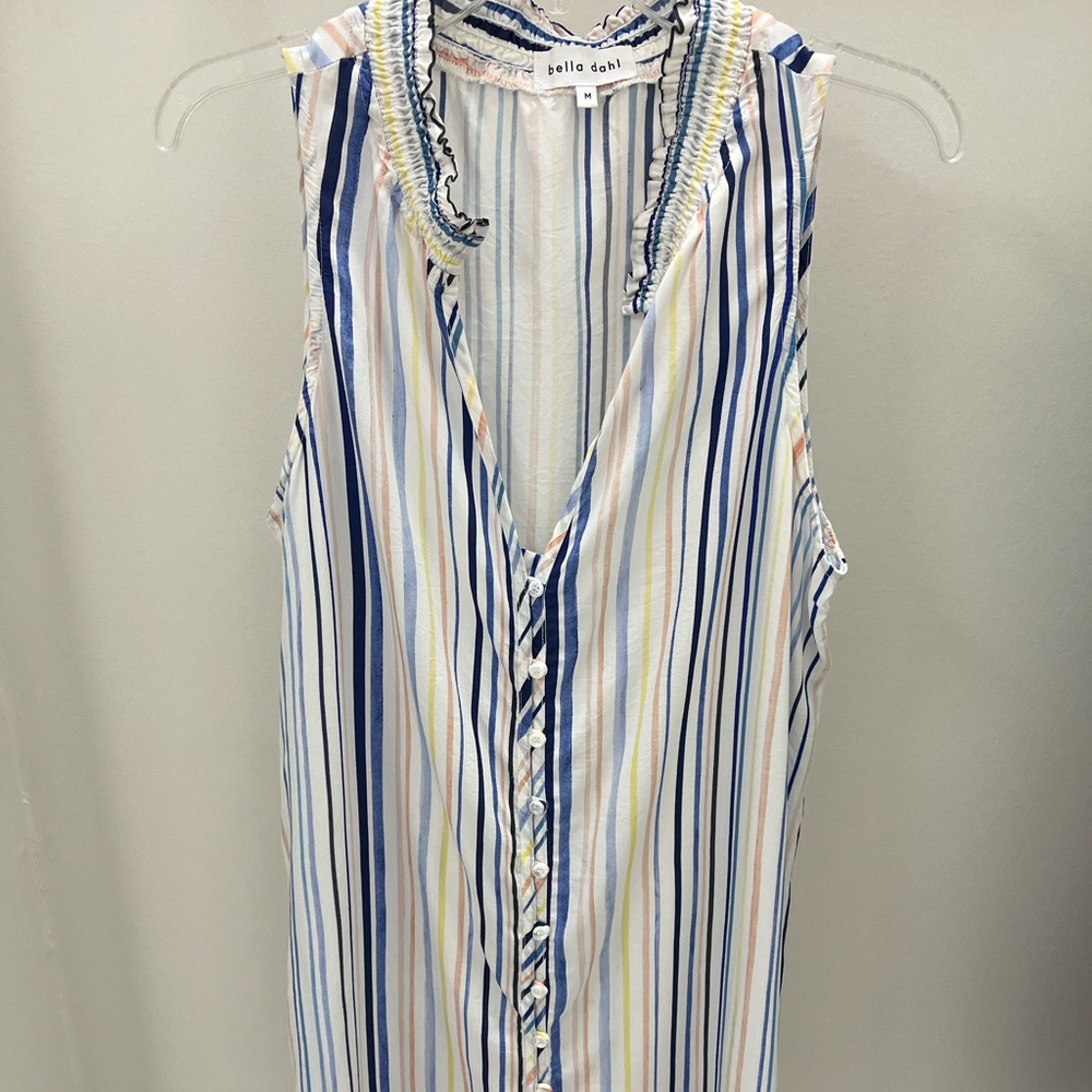 Bella Dahl Womens Rainbow Stripe Sleeveless Dress M
